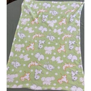 Baby Mode Green Plush Baby Blanket With Animals